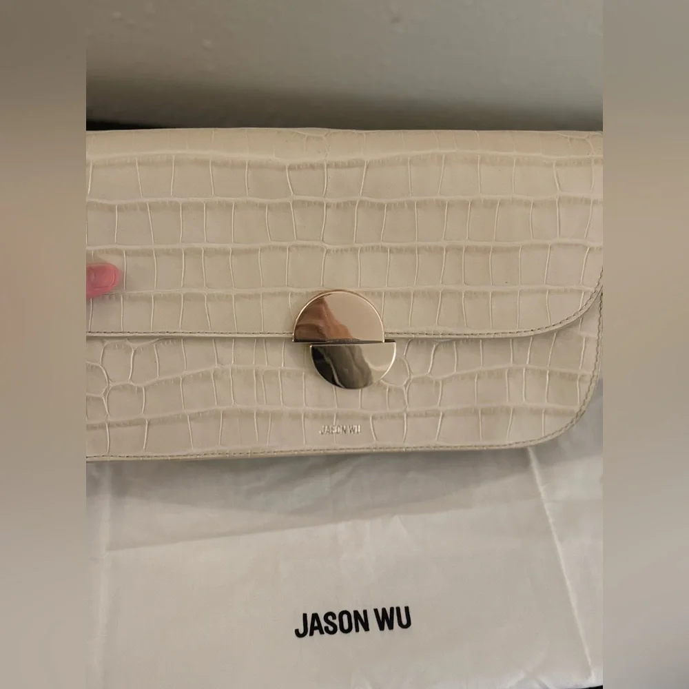 Jason Wu Orbit Croc Embossed Leather Clutch - Picture 1 of 5
